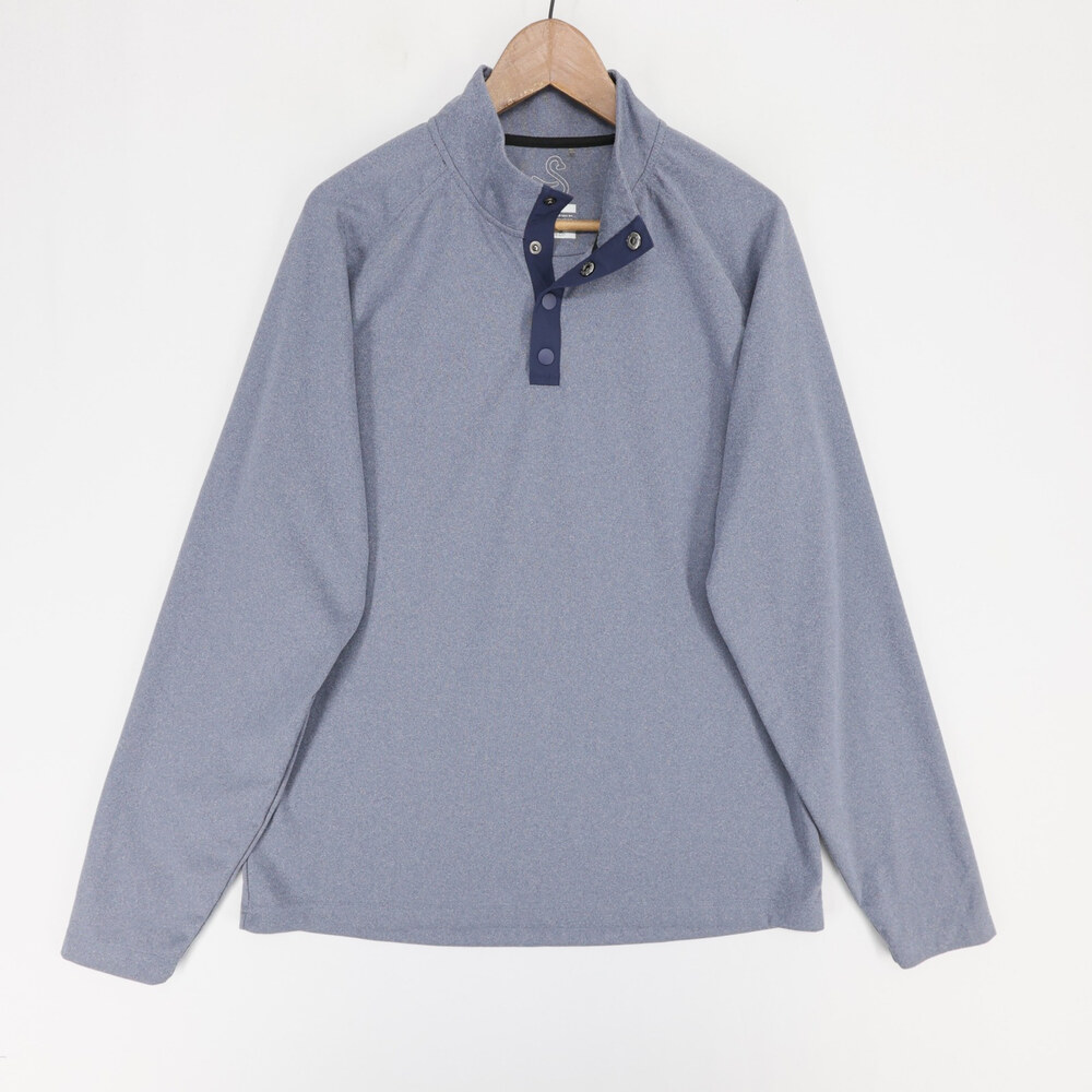 Swannies Weston Pullover Mens L Blue Heather Quarter Snap Performance Golf